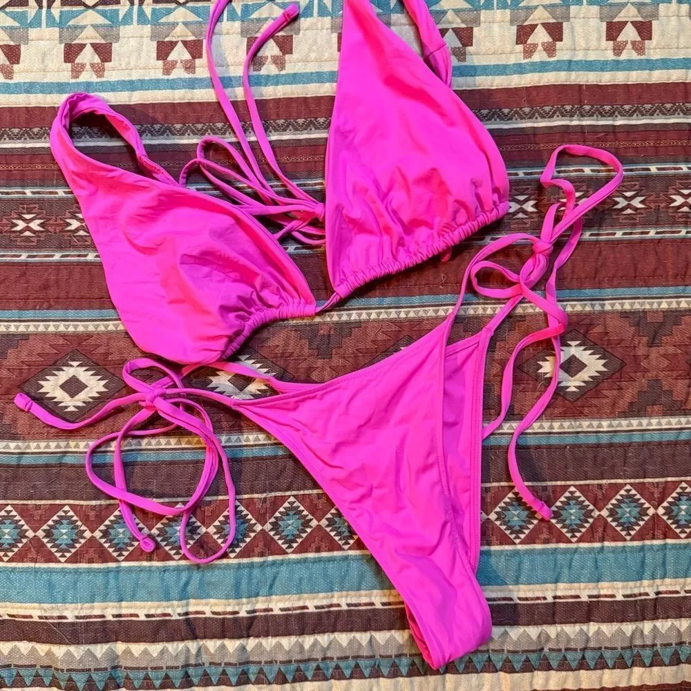 Frankie's Bikinis Hot Pink bikini set